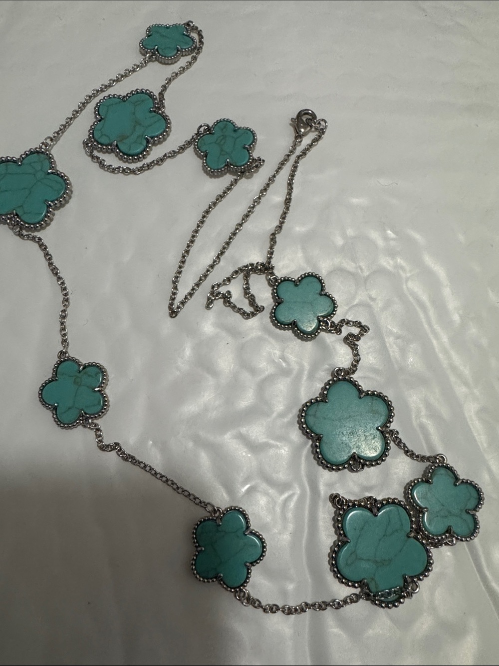 Turquoise Floral Link Necklace - Women's Jewelry